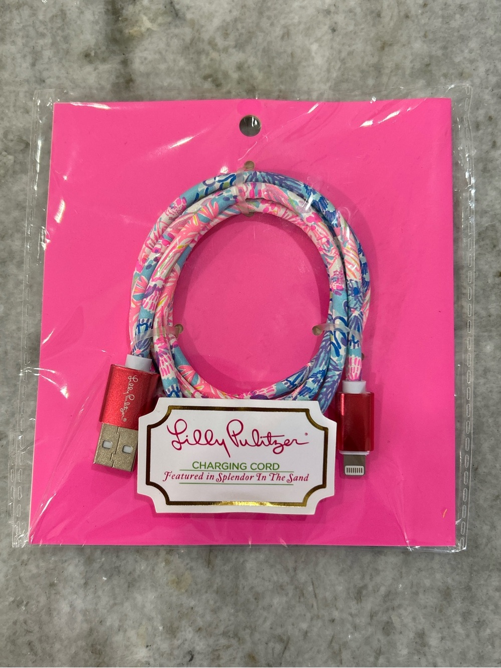 Lilly Pulitzer Splendor in the Sand-Print 8 Pin Charging Cable